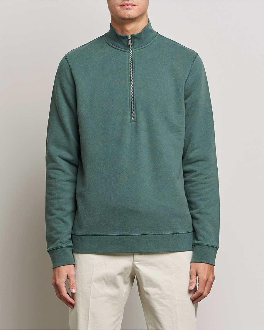Homme | Pulls Et Tricots | Sunspel | Loopback Half Zip Sweatshirt Racing Green