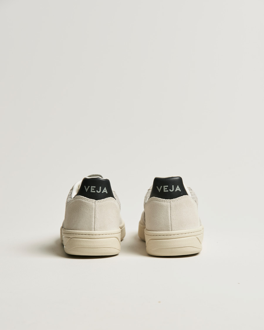 Homme | Veja V-10 Flannel Leather Sneaker Snow/Black | Veja | V-10 Flannel Leather Sneaker Snow/Black