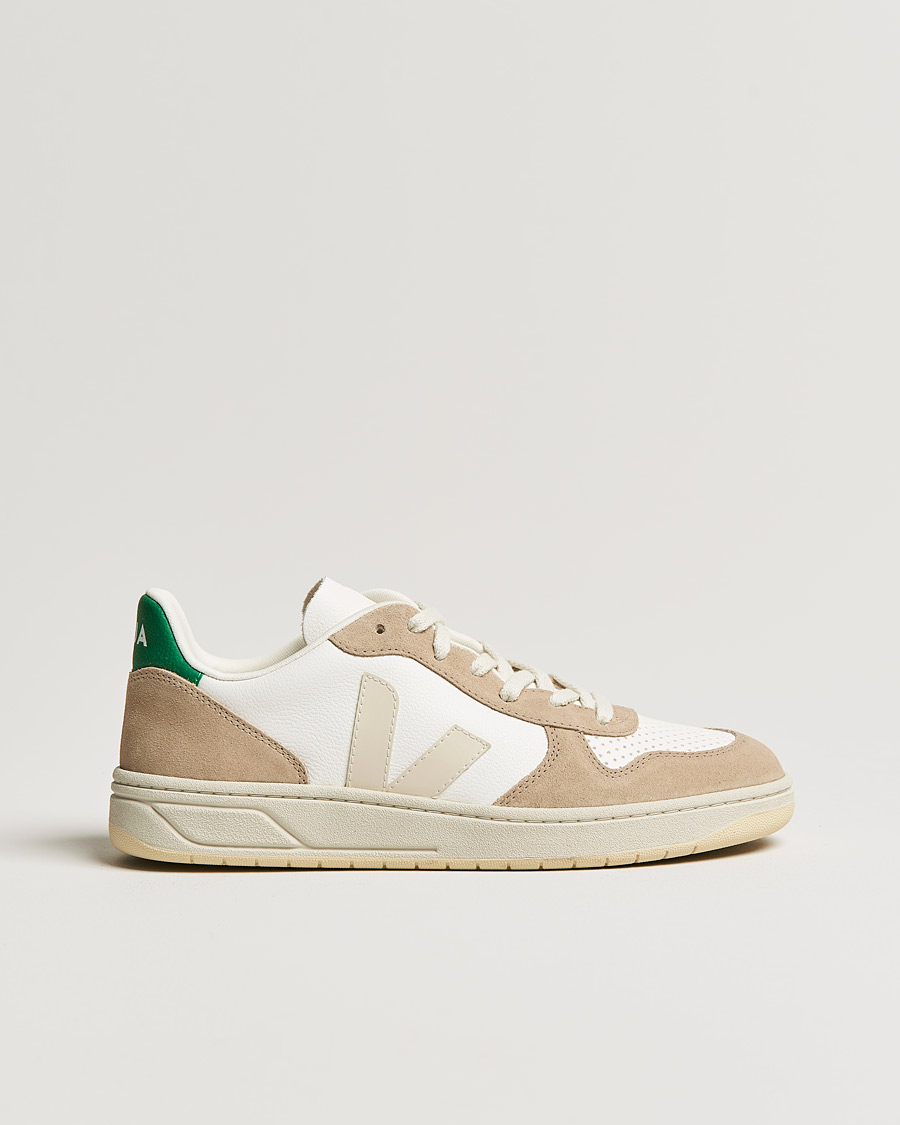Heren | Veja V-10 Leather Sneaker Extra White Sahara Emeraude | Veja | V-10 Leather Sneaker Extra White Sahara Emeraude