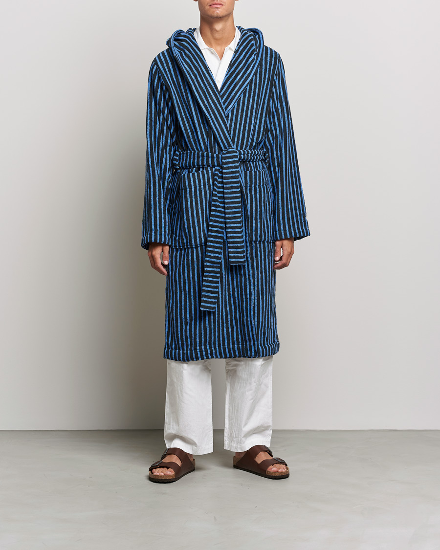 Homme | Peignoirs Et Pyjamas | Tekla | Organic Terry Hooded Bathrobe Black/Blue