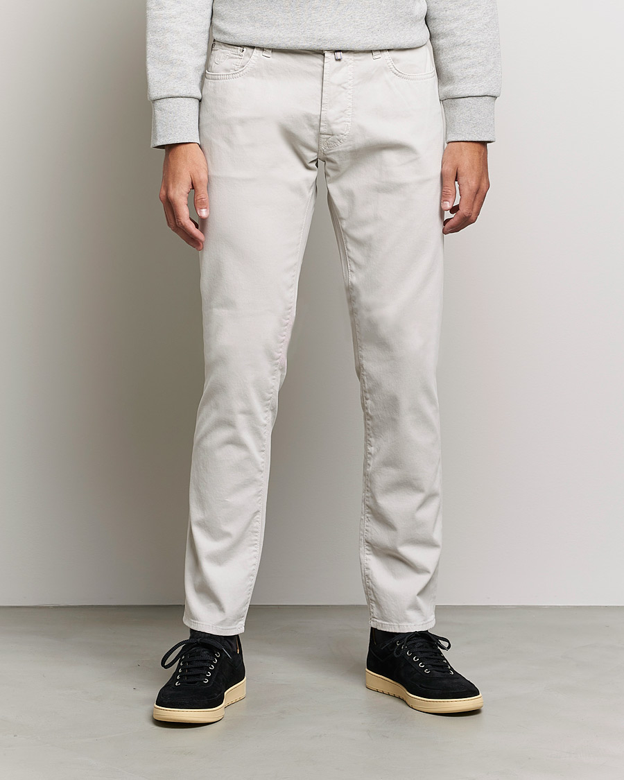 Homme | Pantalons | Jacob Cohën | Bard 5-Pocket Cotton Trousers Off White
