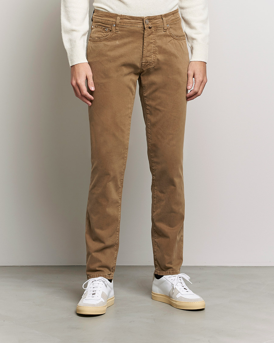 Homme | Pantalons | Jacob Cohën | Bard 5-Pocket Cotton Trousers Light Brown