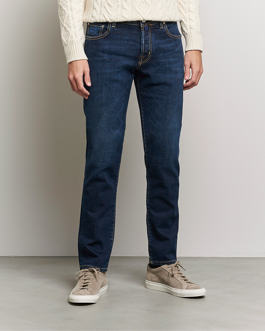 Heren | Jeans | Jacob Cohën | Nick Slim Fit Organic Cotton Jeans Mid Blue
