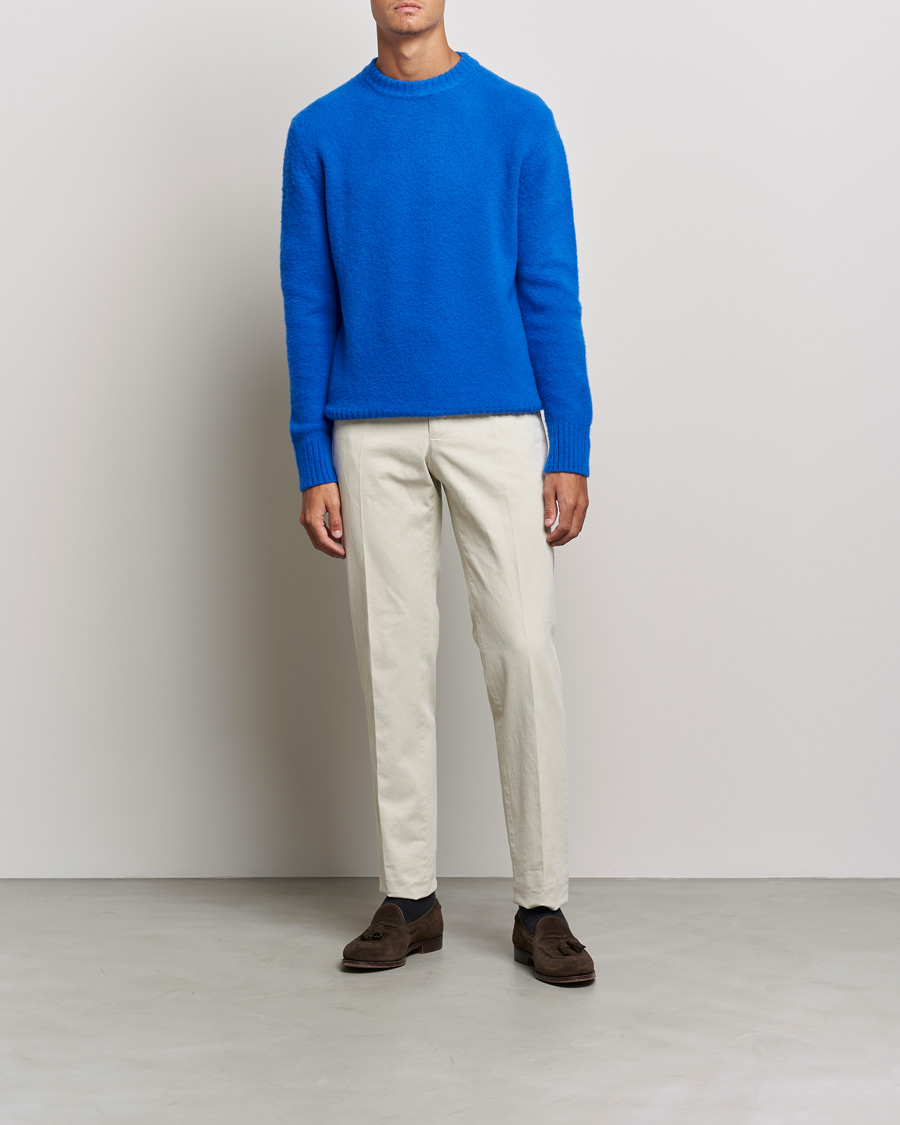 Homme | Pulls Et Tricots | Piacenza Cashmere | Brushed Wool Crew Neck Royal Blue