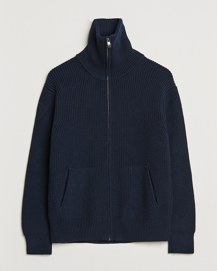 Heren | Truien | Piacenza Cashmere | Heavy Zip Cardigan Navy