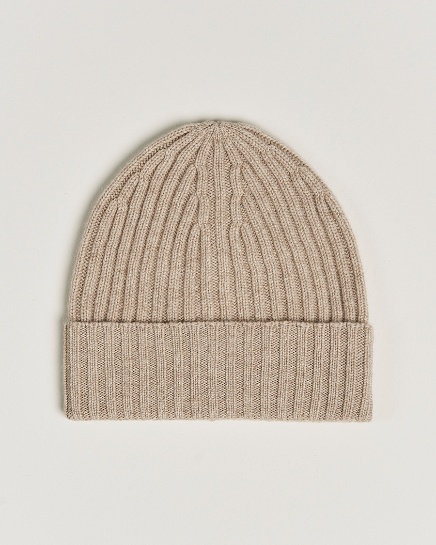 Homme | Piacenza Cashmere Ribbed Cashmere Beanie Light Beige | Piacenza Cashmere | Ribbed Cashmere Beanie Light Beige