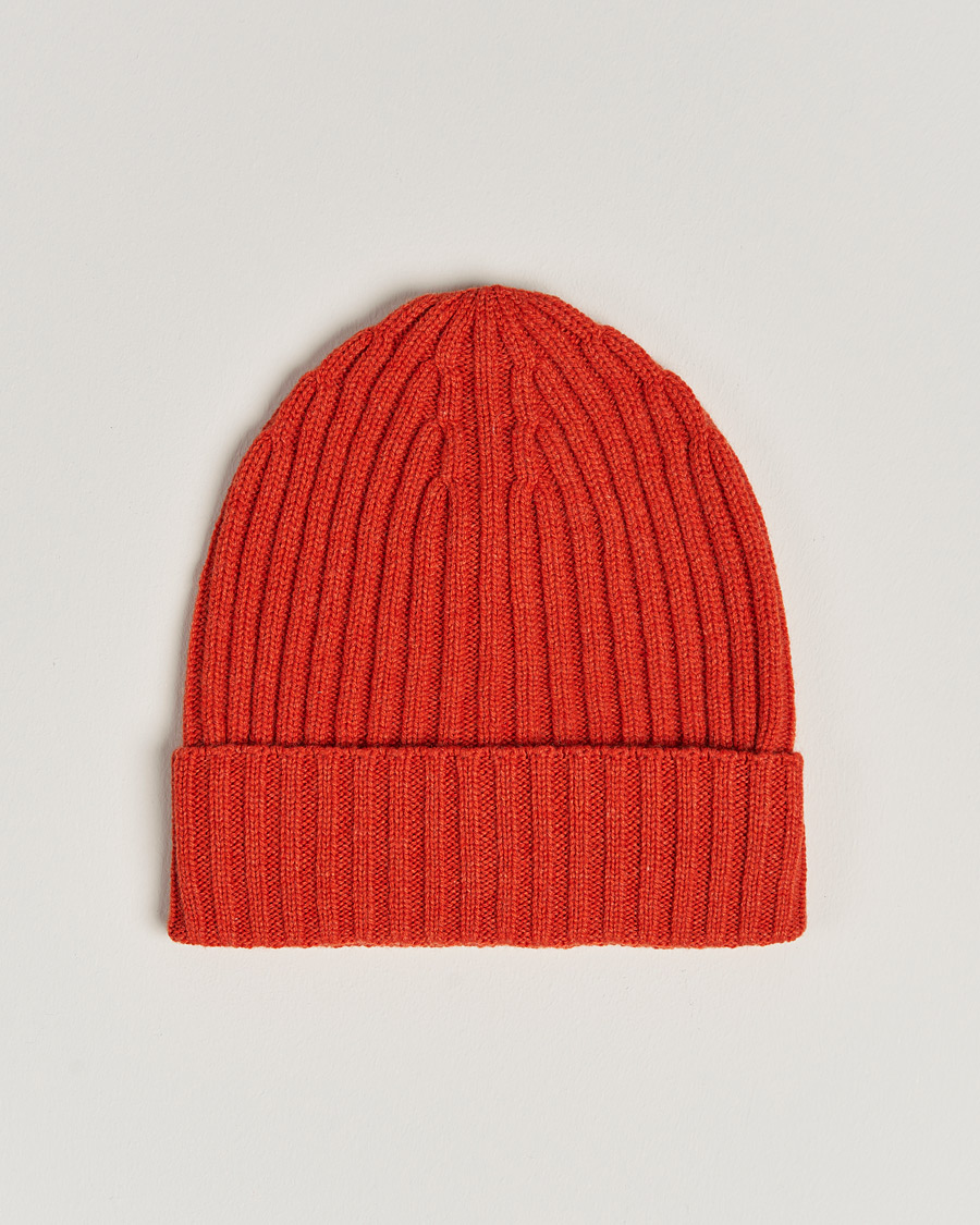 Homme | Piacenza Cashmere Ribbed Cashmere Beanie Orange | Piacenza Cashmere | Ribbed Cashmere Beanie Orange