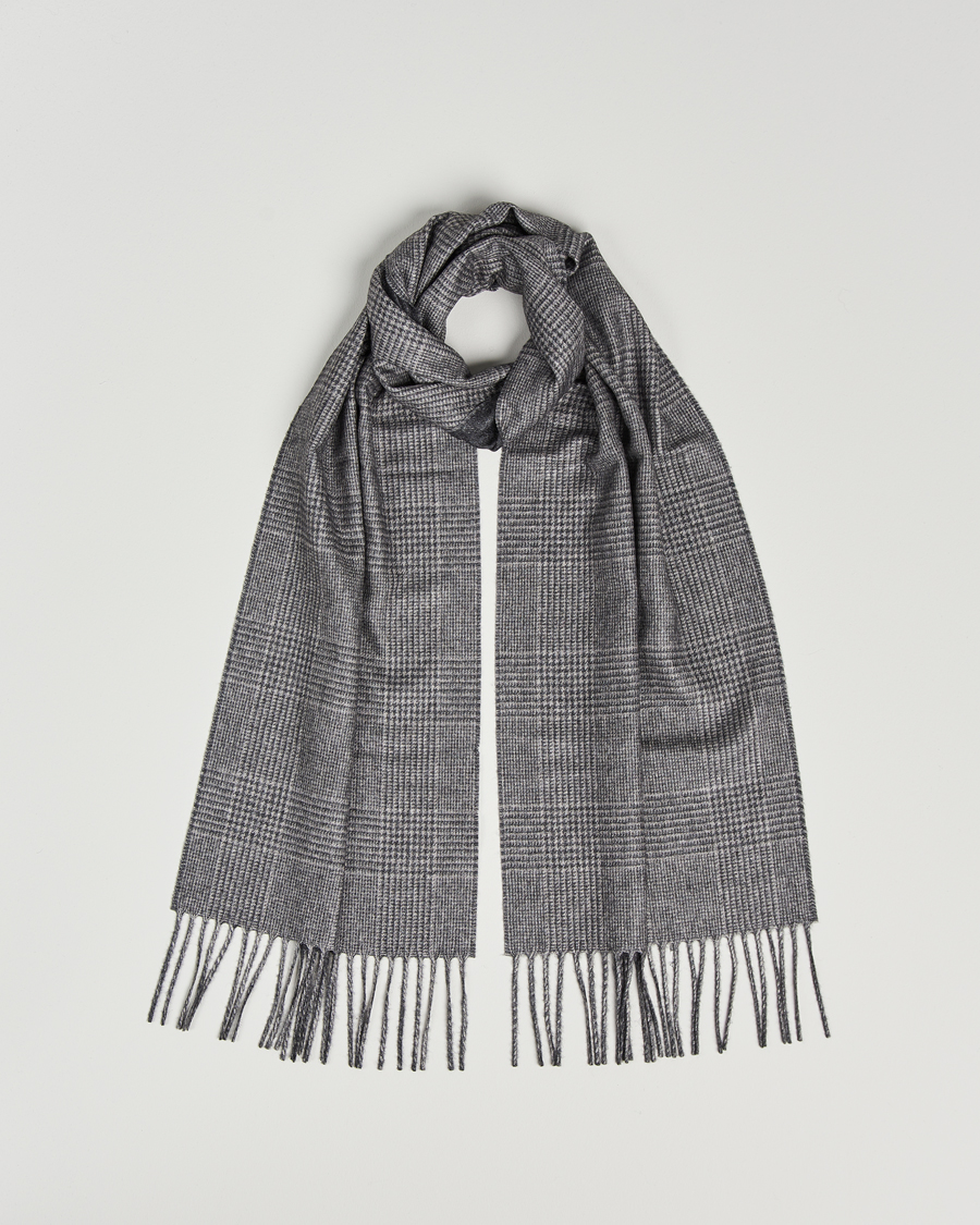Homme | Piacenza Cashmere Cashmere/Silk Glencheck Scarf Light Grey | Piacenza Cashmere | Cashmere/Silk Glencheck Scarf Light Grey