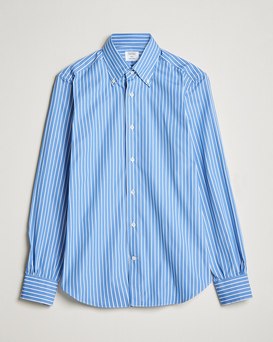 Homme | Chemises | Mazzarelli | Soft Button Down Stripe Shirt Blue/White