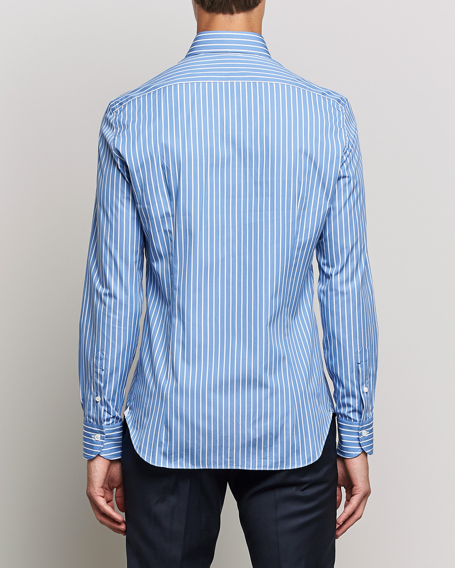 Homme | Chemises | Mazzarelli | Soft Button Down Stripe Shirt Blue/White