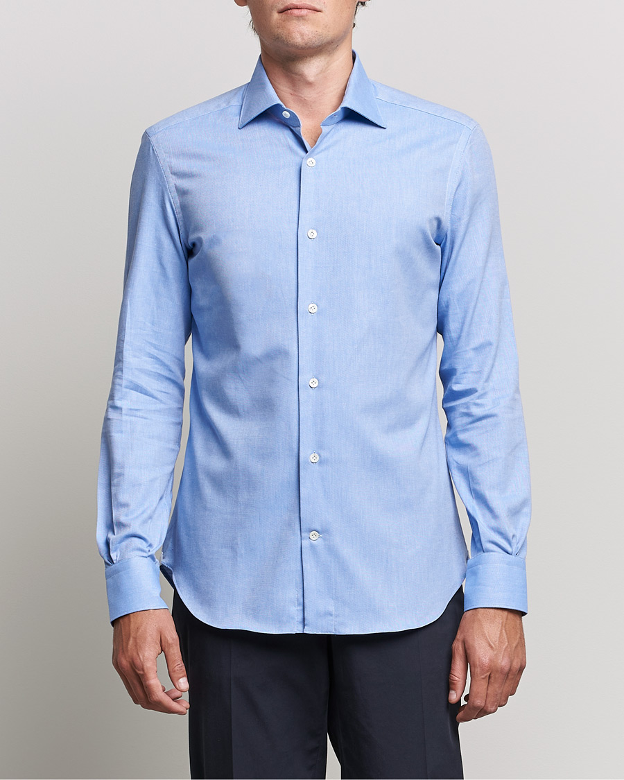 Homme | Chemises | Mazzarelli | Soft Twill Cotton Shirt Light Blue