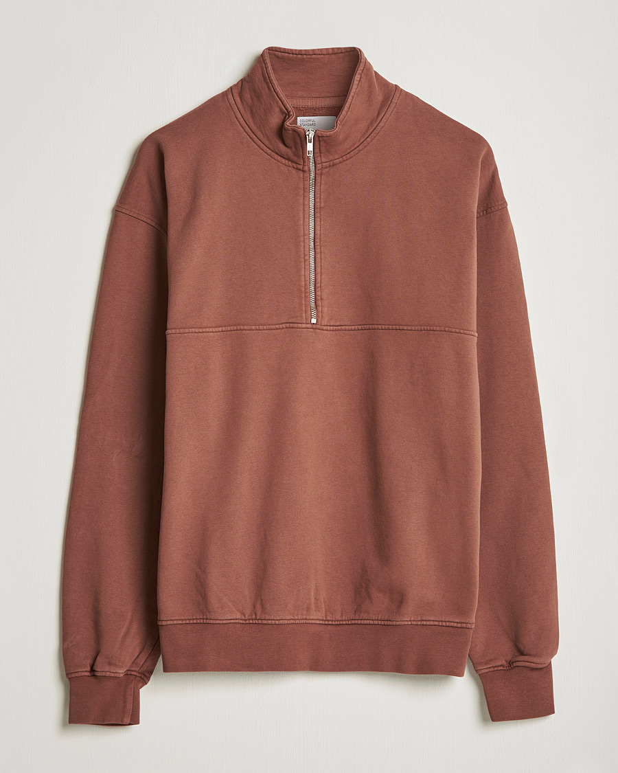 Heren | Truien | Colorful Standard | Classic Organic Half-Zip Cinnamon Brown