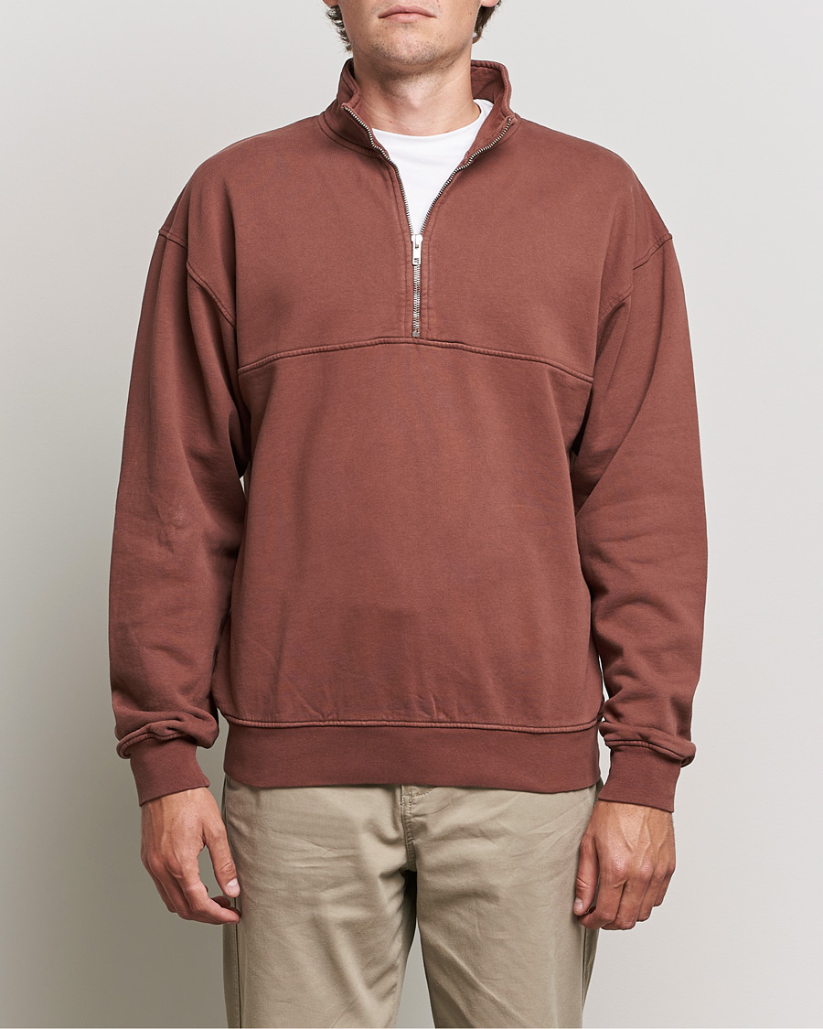 Heren | Truien | Colorful Standard | Classic Organic Half-Zip Cinnamon Brown