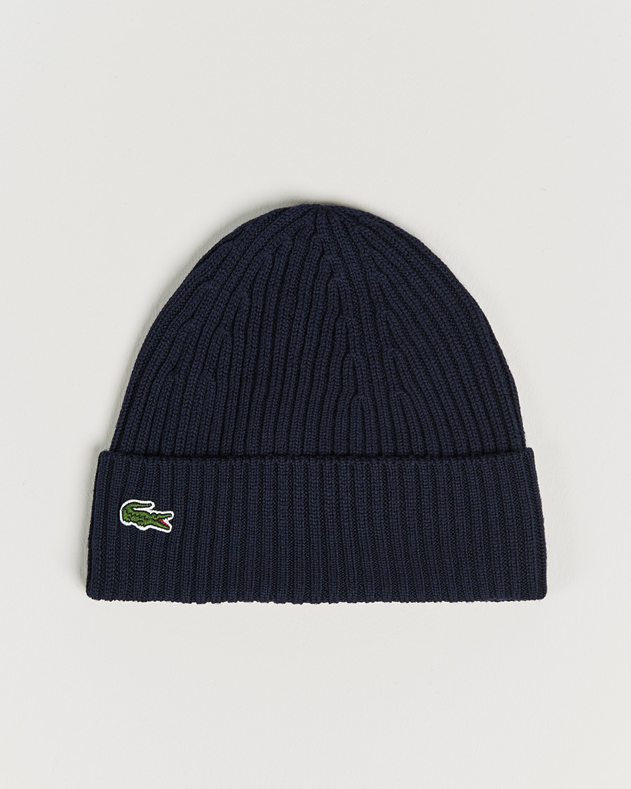 Homme | Lacoste Wool Knitted Beanie Navy | Lacoste | Wool Knitted Beanie Navy