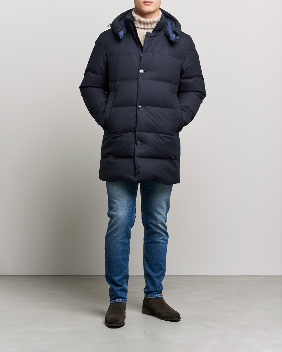 Homme | Manteaux Et Vestes | Woolrich | Luxe Long Parka Melton Blue