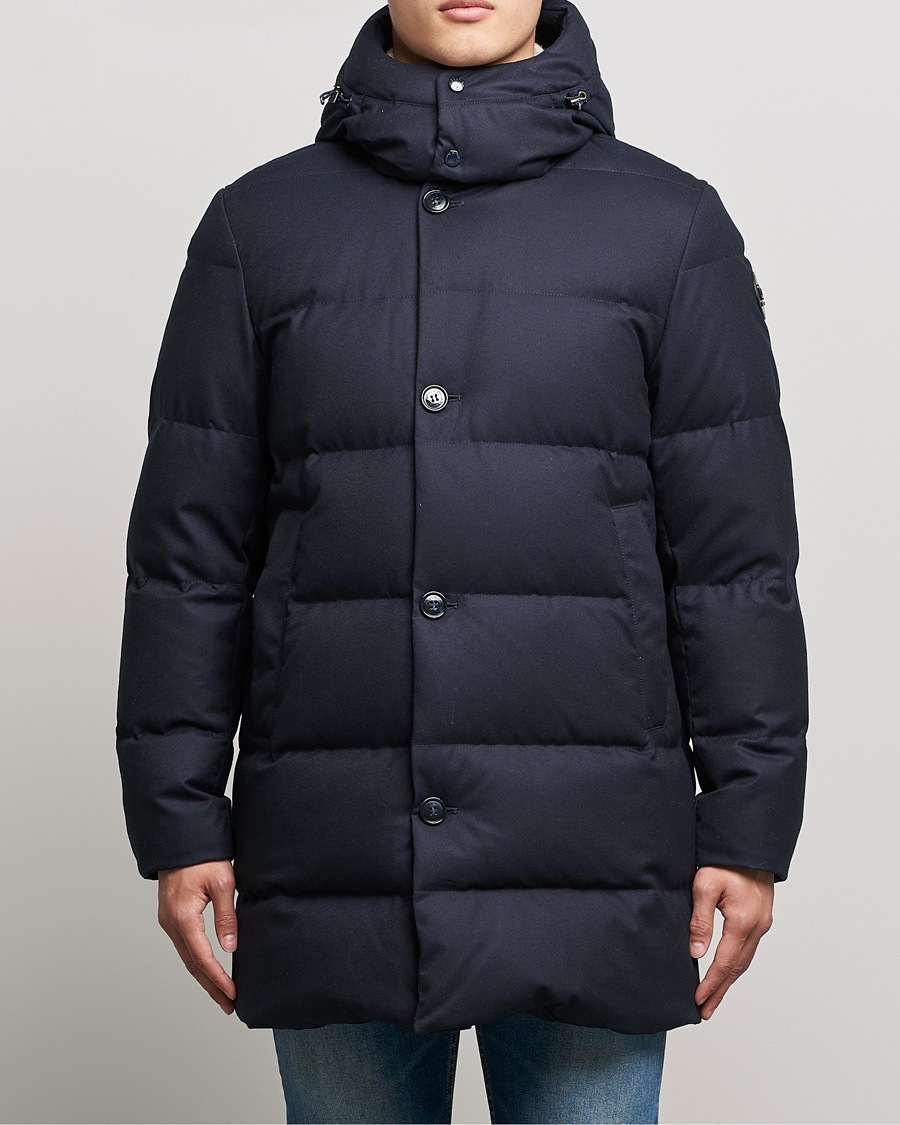 Homme | Manteaux Et Vestes | Woolrich | Luxe Long Parka Melton Blue