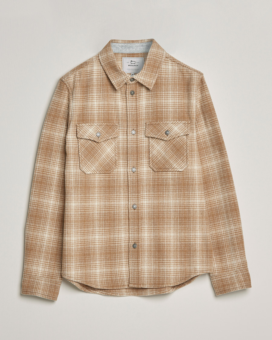 Heren | Overhemden | Woolrich | Alaskan Melton Wool Overshirt Camel Hunting