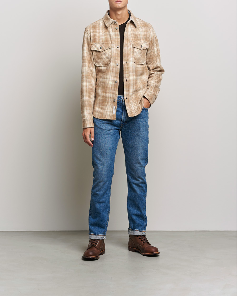 Heren | Overhemden | Woolrich | Alaskan Melton Wool Overshirt Camel Hunting