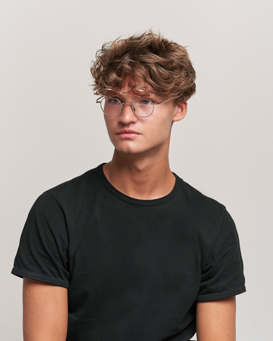 Homme | Thom Browne TB-S812 Flip-Up Sunglasses White Gold/Silver | Thom Browne | TB-S812 Flip-Up Sunglasses White Gold/Silver
