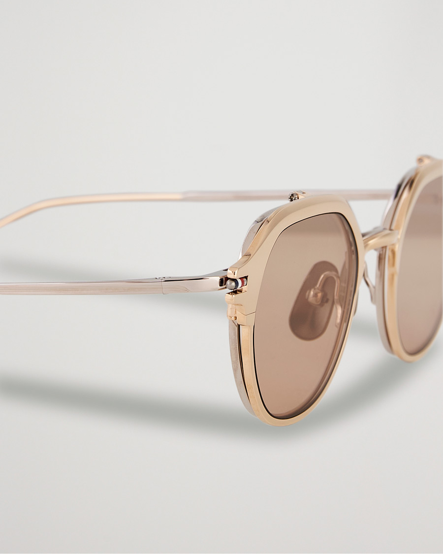 Homme | Thom Browne TB-S812 Flip-Up Sunglasses White Gold/Silver | Thom Browne | TB-S812 Flip-Up Sunglasses White Gold/Silver