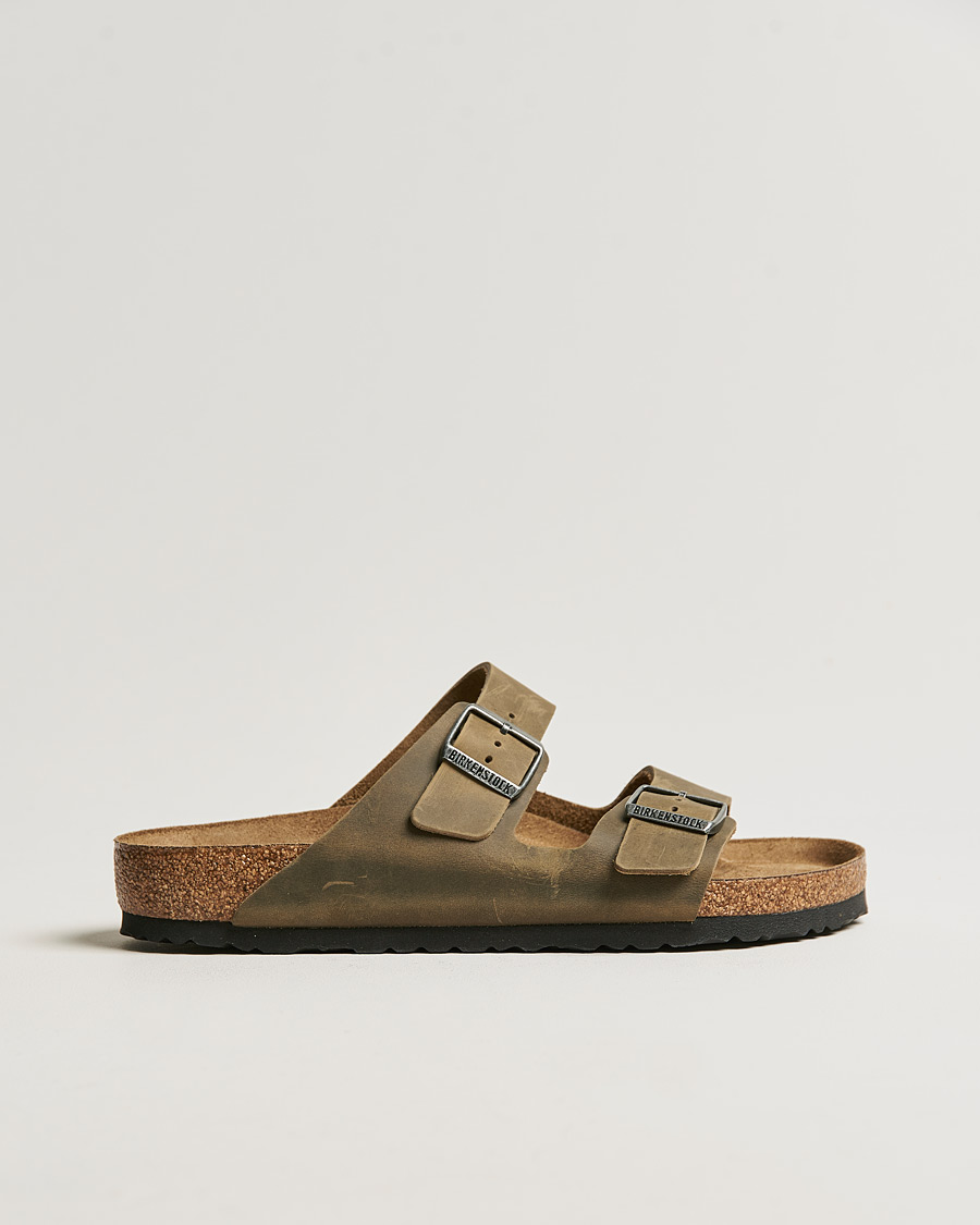 Heren | Sandalen slides | BIRKENSTOCK | Arizona Soft Footbed Faded Khaki Oiled Leather