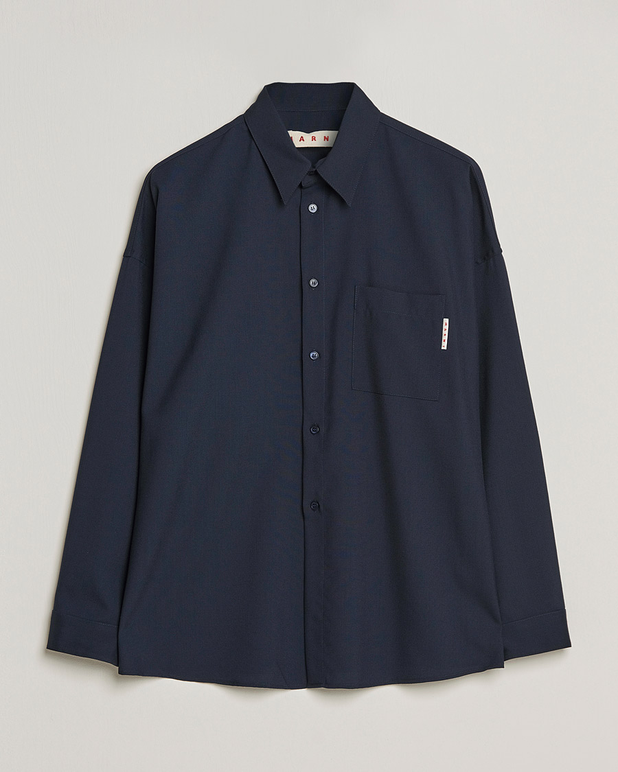 Homme | Chemises | Marni | Tropical Wool Oversize Shirt Blublack