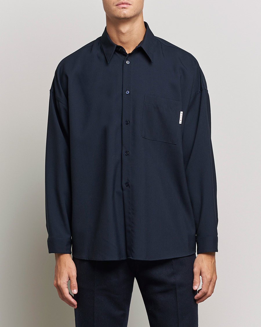 Homme | Chemises | Marni | Tropical Wool Oversize Shirt Blublack