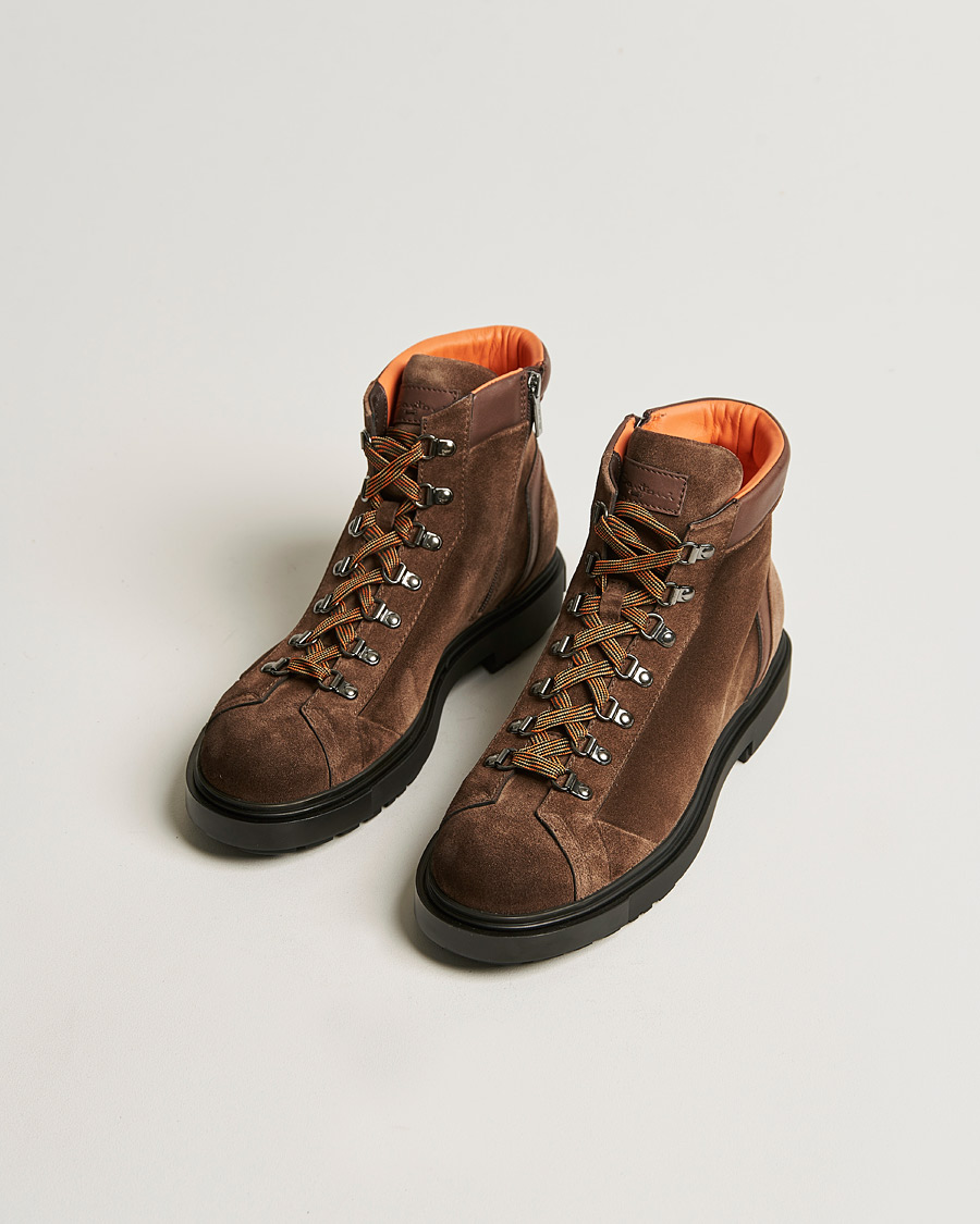 Heren | Santoni Winter Boot Dark Brown Suede | Santoni | Winter Boot Dark Brown Suede