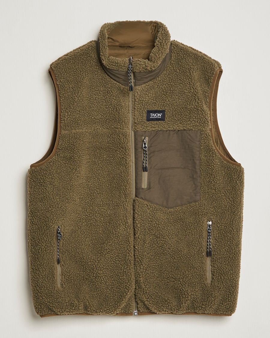Homme | Manteaux Et Vestes | TAION | Reversible Fleece Vest Olive/Dark Olive