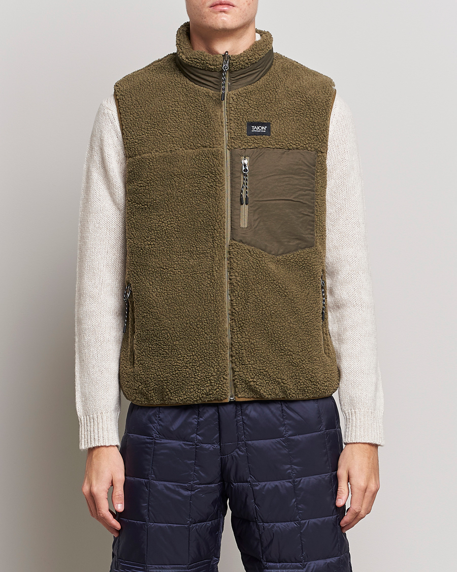 Homme | Manteaux Et Vestes | TAION | Reversible Fleece Vest Olive/Dark Olive