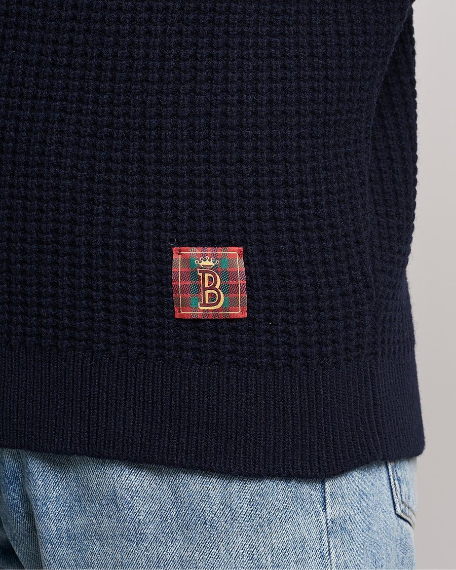 Homme | Pulls Et Tricots | Baracuta | Wool Waffle Knit Turtleneck Dark Navy