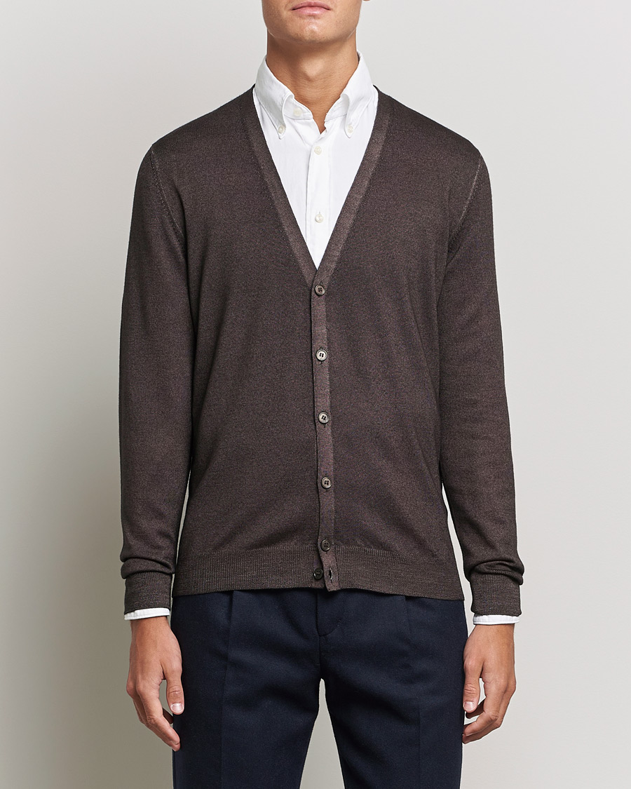 Homme | Pulls Et Tricots | Gran Sasso | Vintage Merino Fashion Fit Cardigan Brown