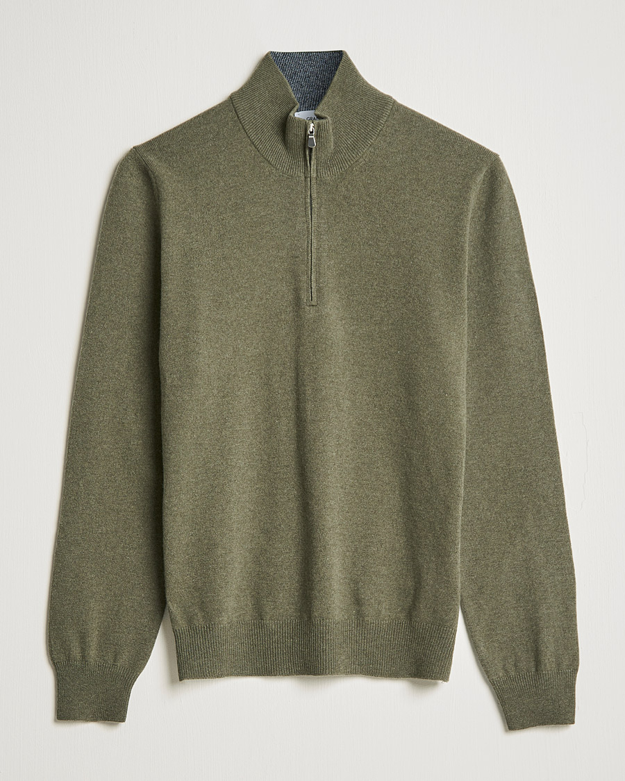 Homme | Pulls Et Tricots | Gran Sasso | Wool/Cashmere Half Zip Olive Green
