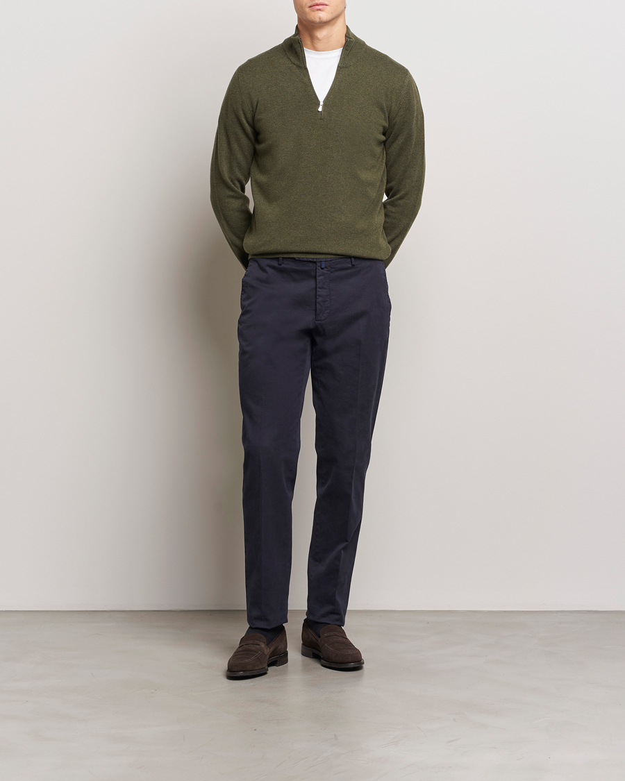 Homme | Pulls Et Tricots | Gran Sasso | Wool/Cashmere Half Zip Olive Green