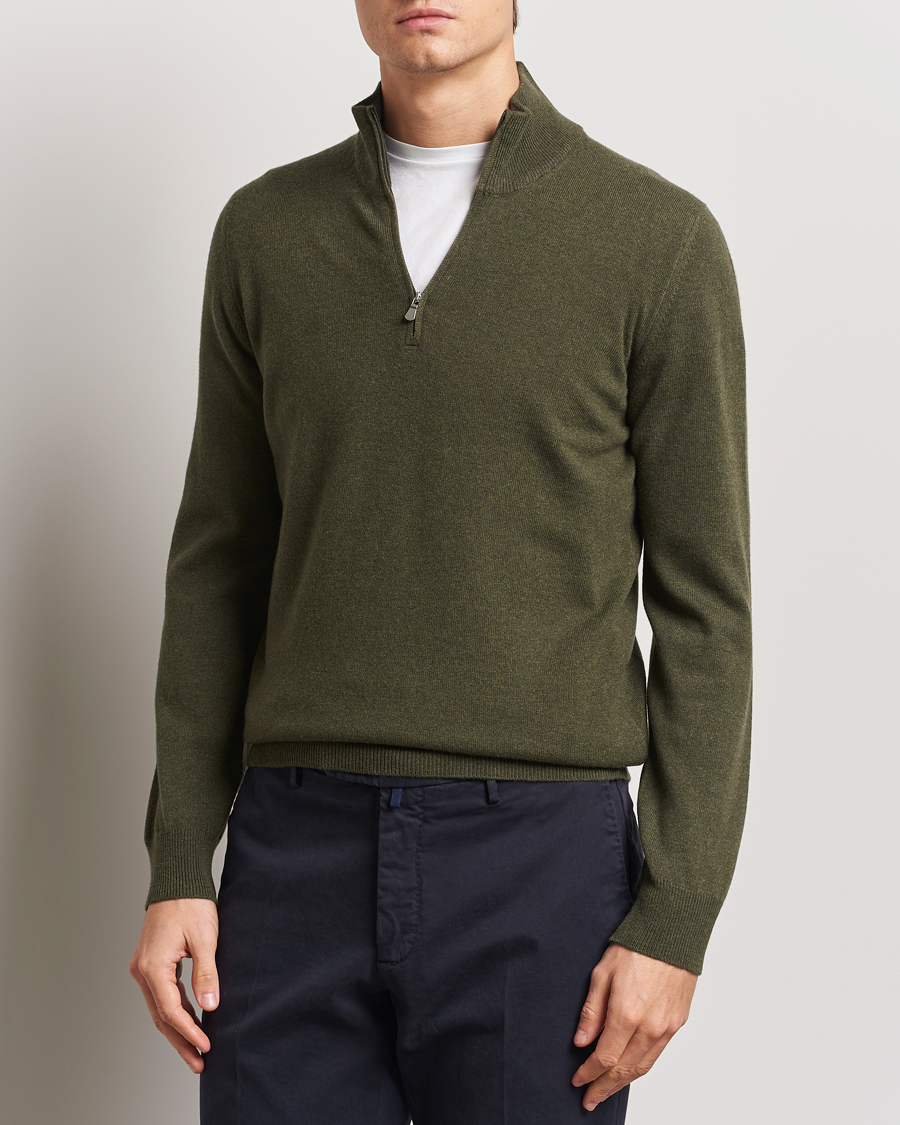 Homme | Pulls Et Tricots | Gran Sasso | Wool/Cashmere Half Zip Olive Green