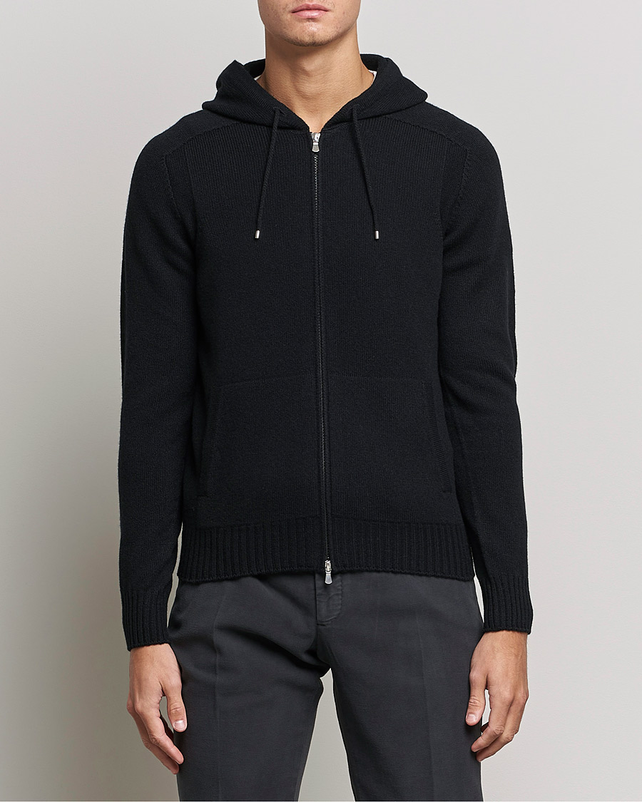 Homme | Pulls Et Tricots | Gran Sasso | Full Zip Wool Hoodie Black