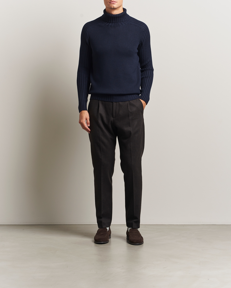 Heren | Truien | Gran Sasso | Rainwool Rollneck Navy