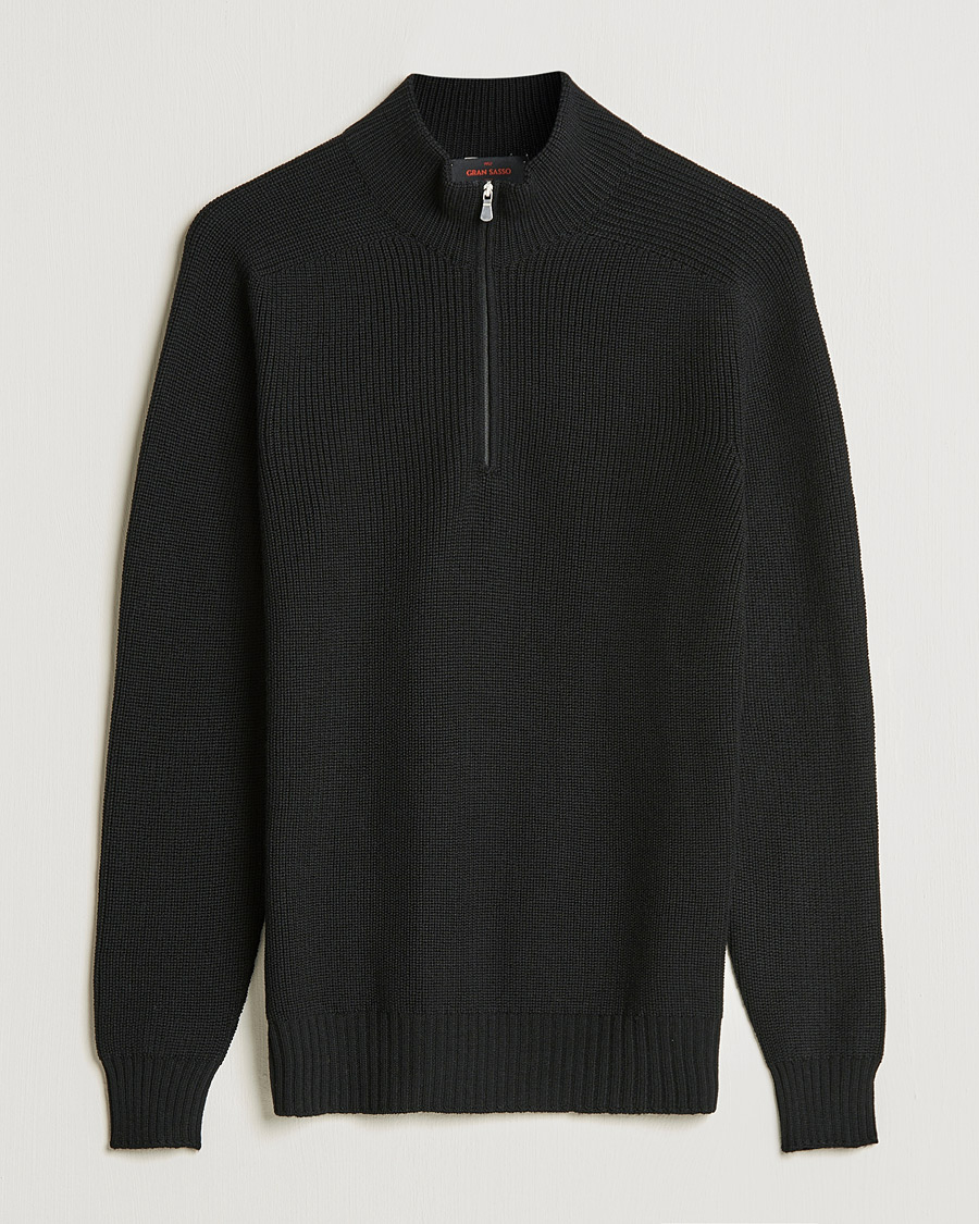 Homme | Pulls Et Tricots | Gran Sasso | Rainwool Half Zip Black