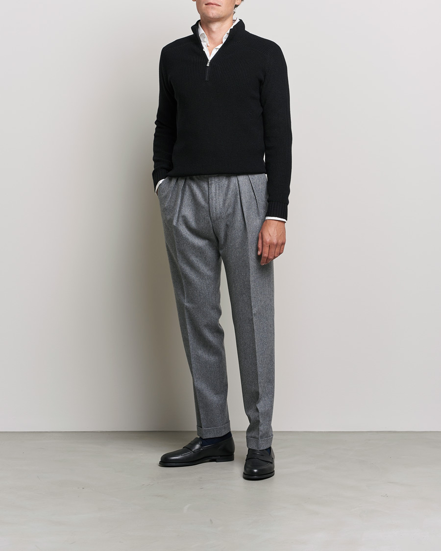 Homme | Pulls Et Tricots | Gran Sasso | Rainwool Half Zip Black