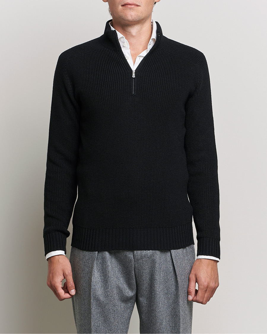 Homme | Pulls Et Tricots | Gran Sasso | Rainwool Half Zip Black