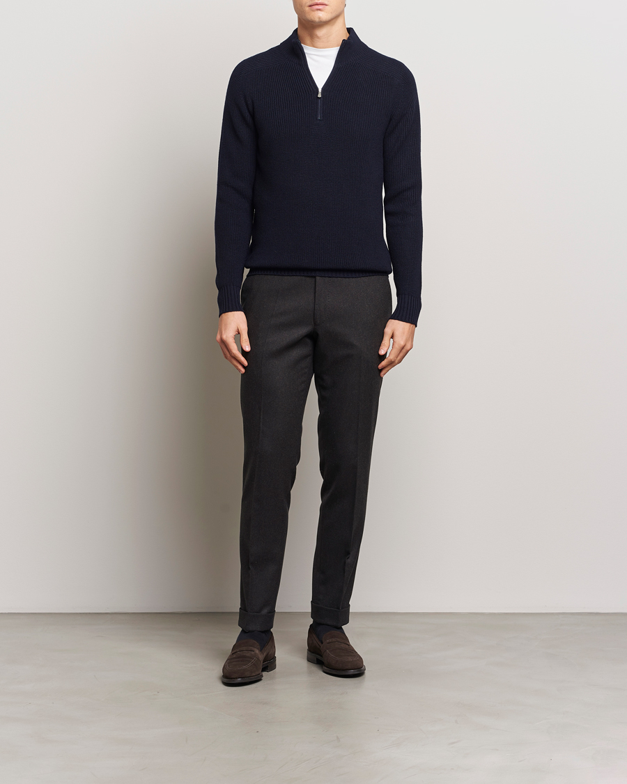 Homme | Pulls Et Tricots | Gran Sasso | Rainwool Half Zip Navy