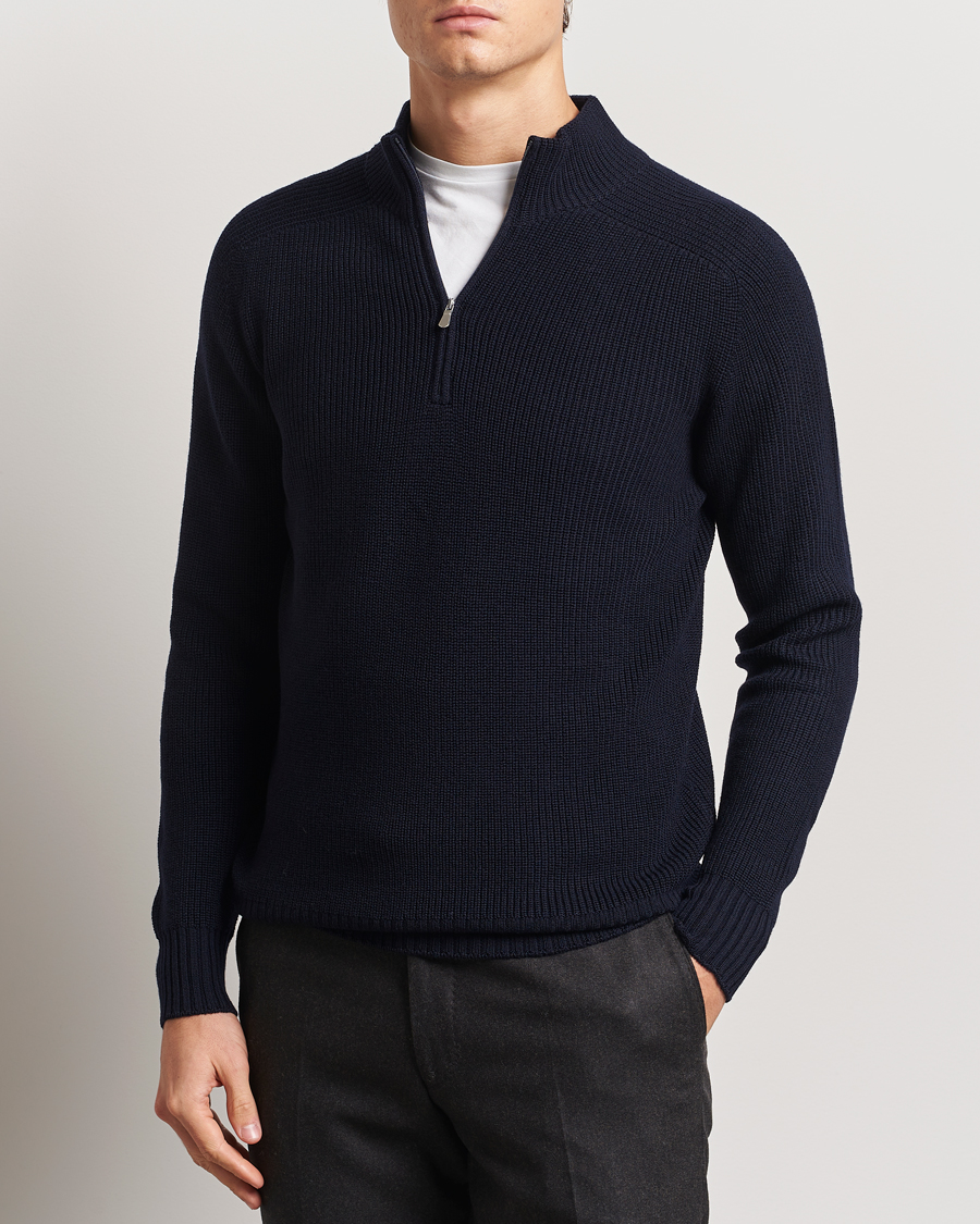 Homme | Pulls Et Tricots | Gran Sasso | Rainwool Half Zip Navy