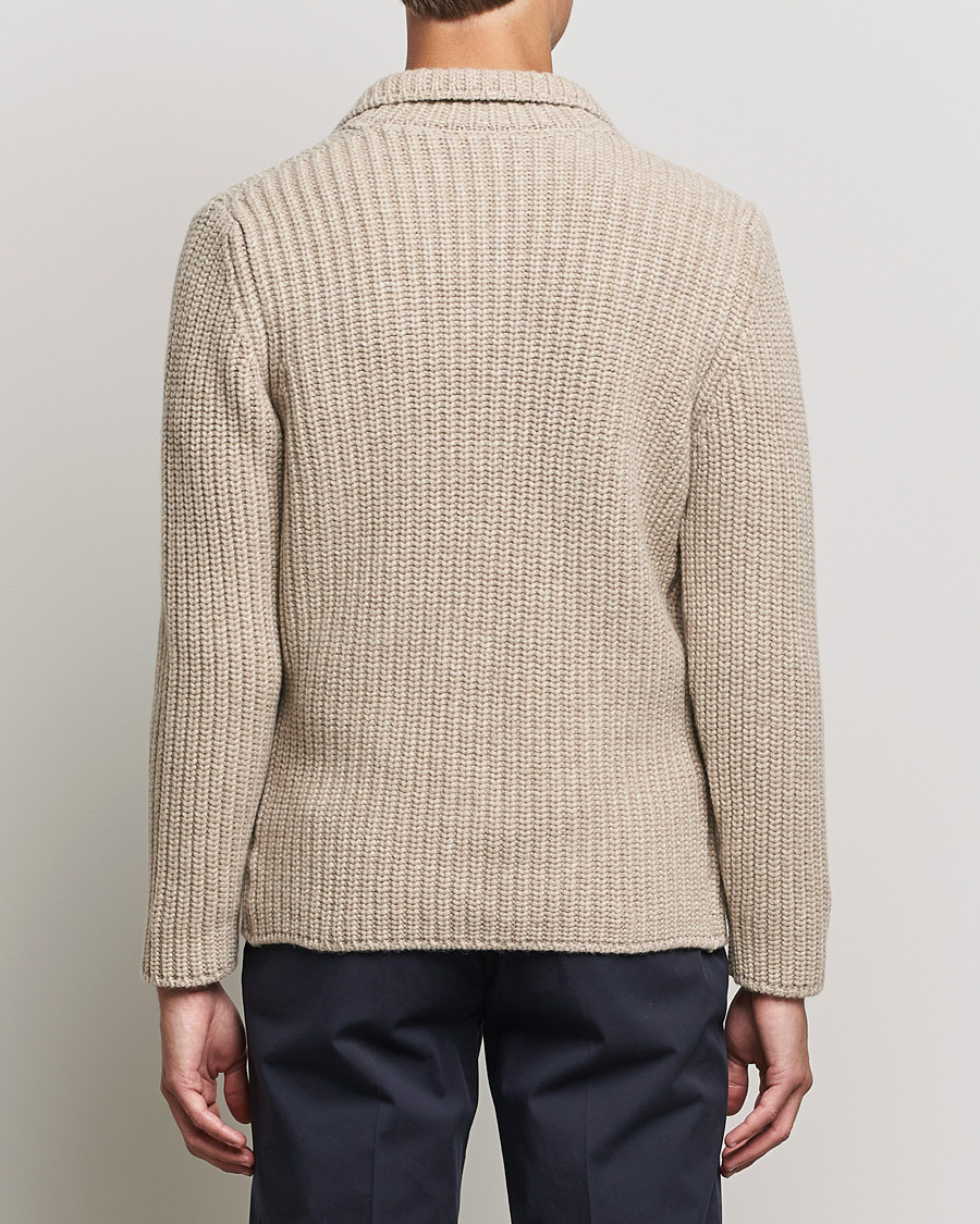 Homme | Pulls Et Tricots | Gran Sasso | Heavy Wool Knitted Blazer Cardigan Beige