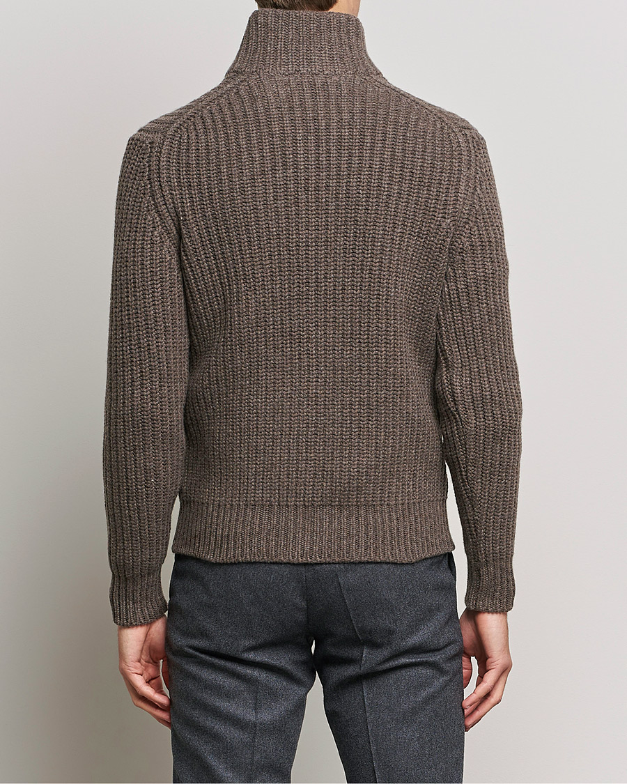 Heren | Truien | Gran Sasso | Heavy Wool/Cashmere Full Zip Brown