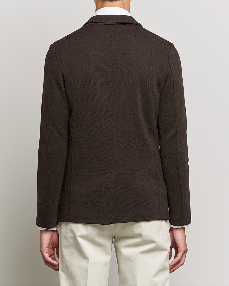 Heren | Blazers | Gran Sasso | Travel Wool Knitted Jacket Brown