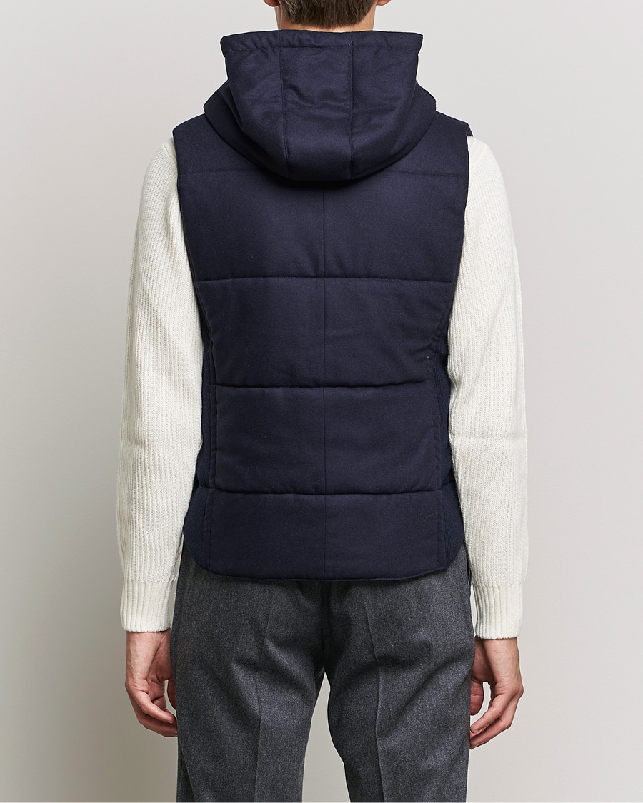 Heren | Truien | Gran Sasso | Wool Flannel Hooded Vest Navy