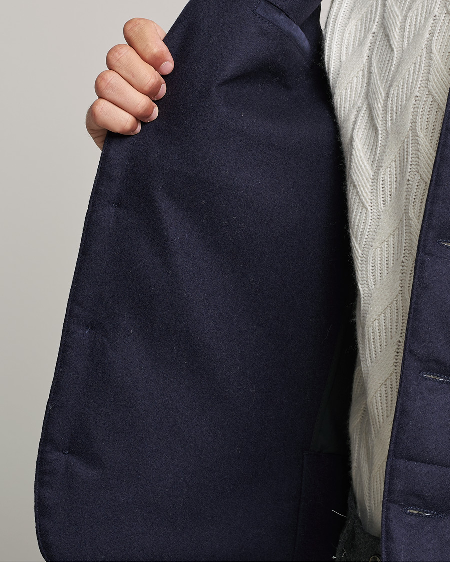 Heren | Truien | Gran Sasso | Wool Flannel Hooded Vest Navy