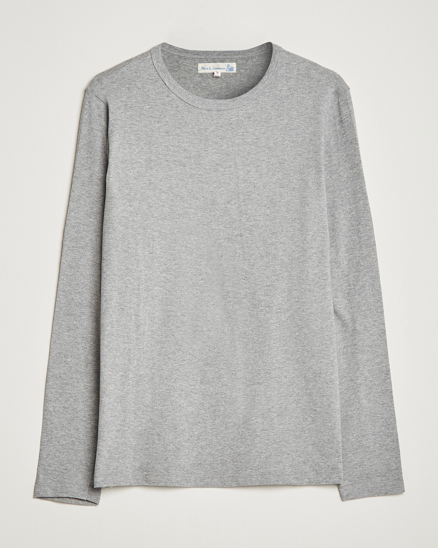 Homme | T-shirts | Merz b. Schwanen | 1950s Classic Loopwheeled Longsleeve Tee Grey Marl