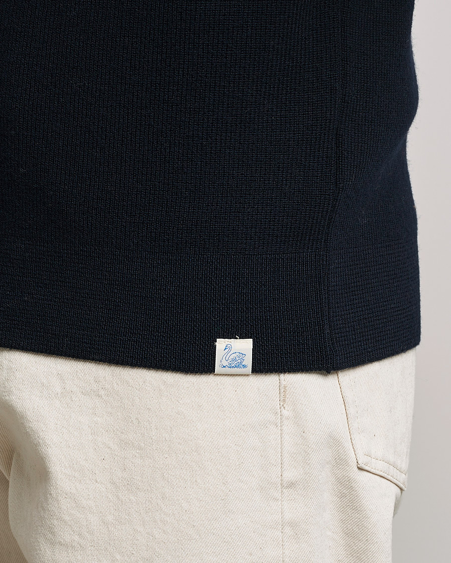 Heren | Truien | Merz b. Schwanen | Merino Wool Half Zip Dark Navy