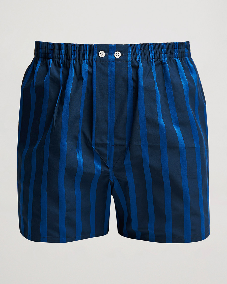 Homme | Sous-Vêtements Et Chaussettes | Derek Rose | Classic Fit Striped Boxer Shorts Navy